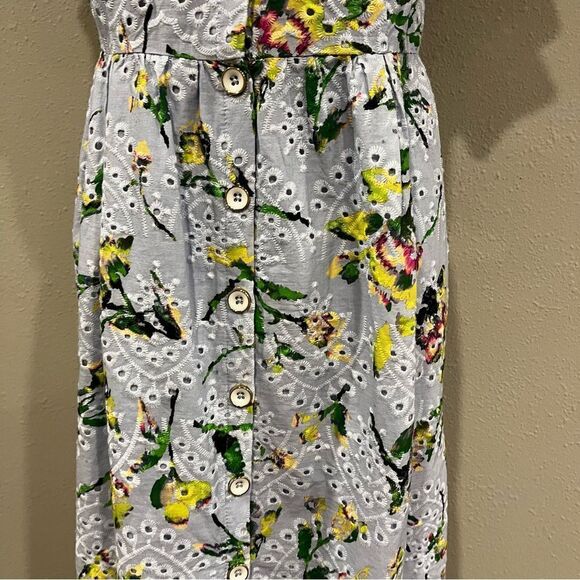 Adyson Parker Floral Embroidered Eyelet Square Neck Button Down Dress - Picture 9 of 15